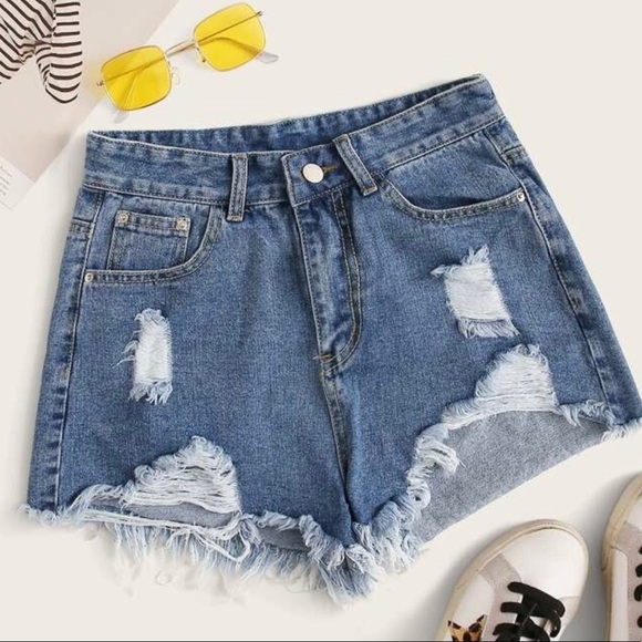 Pants - Distressed Denim Shorts